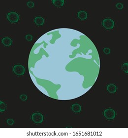 Virus molecules fly around the globe