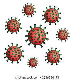 virus molecules in vector on transparent background
