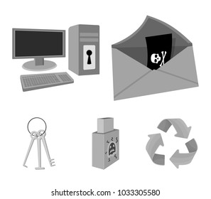 Virus, monitor, display, screen .Hackers and hacking set collection icons in monochrome style vector symbol stock illustration web.