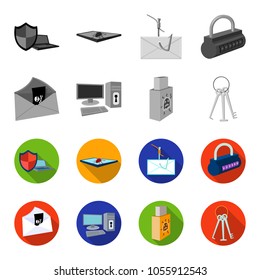 Virus, monitor, display, screen .Hackers and hacking set collection icons in monochrome,flat style vector symbol stock illustration web.