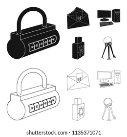 Virus, monitor, display, screen .Hackers and hacking set collection icons in black,outline style vector symbol stock illustration web.
