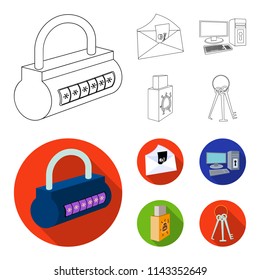 Virus, monitor, display, screen .Hackers and hacking set collection icons in outline,flat style vector symbol stock illustration web.