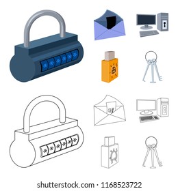 Virus, monitor, display, screen .Hackers and hacking set collection icons in cartoon,outline style vector symbol stock illustration web.