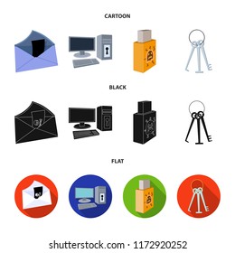 Virus, monitor, display, screen .Hackers and hacking set collection icons in cartoon,black,flat style vector symbol stock illustration web.