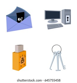Virus, monitor, display, screen .Hackers and hacking set collection icons in cartoon style vector symbol stock illustration web.