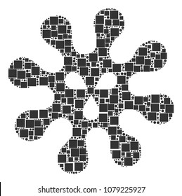 Virus mosaic icon of rectangles and spheric dots in different sizes. Vector items are organized into virus collage design concept.