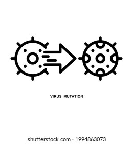Mutación de virus. Estilo de esquema. Aislado sobre fondo blanco.