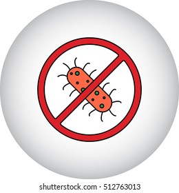 Virus no stop flat sign symbol icon on background