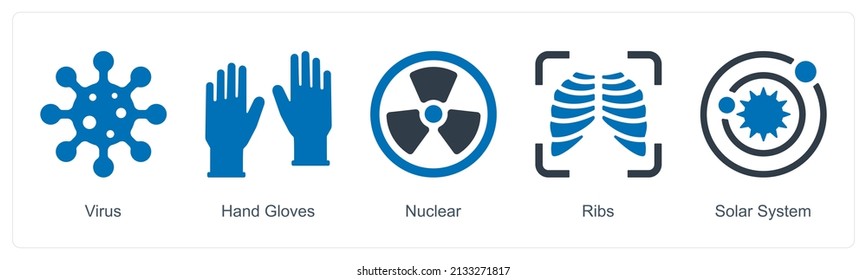 Virus And Nuclear Icon Concept