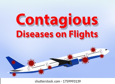 Virus on airplane represented the contagious diseases on flights that could spread to others countries from  passengers on board