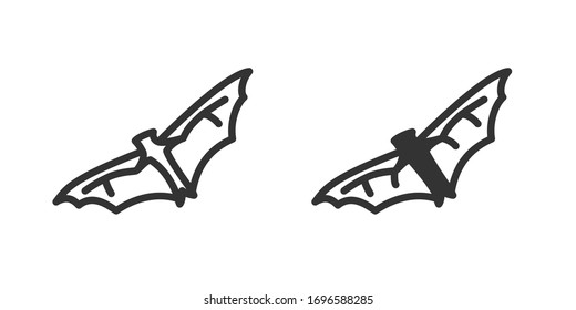 Virus on bat icon in two versions in simple design. Vector illustration