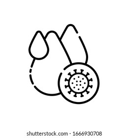 virus on Blood icon. Flat Vector graphic in white background.