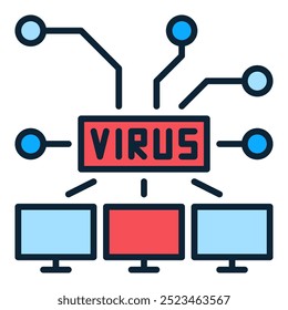 Virus on Computers vector PC network concept colored icon or logo element