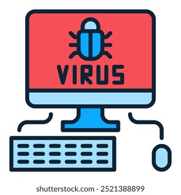 Virus on Desktop Computer vector concept colored icon or symbol