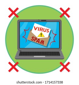 Virus en el ataque cibernético por correo electrónico, ilustración vectorial caricatura