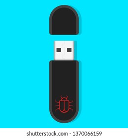 Virus on Flash Drive Icon Vector