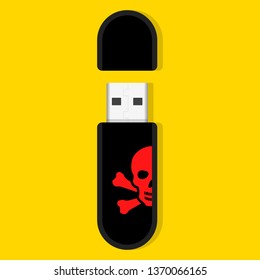 Virus on Flash Drive Icon Vector
