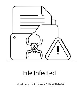 
Virus on folder denoting concept of file infected icon