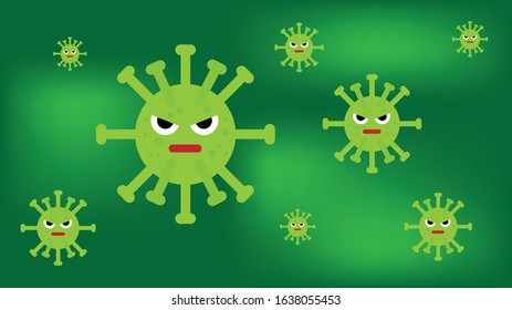 Virus on green background. Vector illustration.