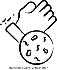 Virus on Hand hand drawn vector illustration