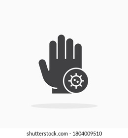 Virus on hand icon. For your design, logo. Vector illustration.