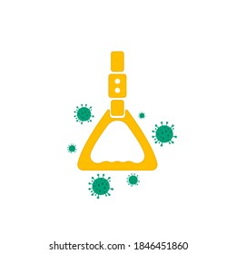 Virus on handrail loop. Dangerous virus attacking the handrail in public transport. Colored icon. Vector