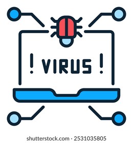 Vírus na tela do laptop vetor Computador conceito de vírus ícone colorido ou símbolo