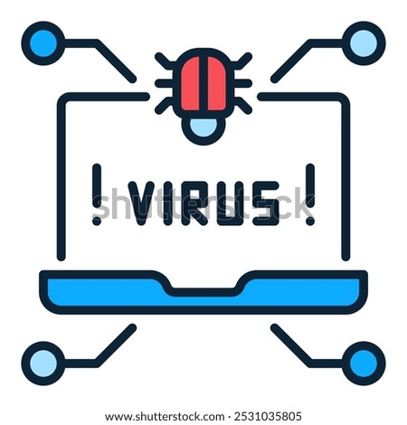 Virus on Laptop Screen vector Computer Virus concept colored icon or symbol