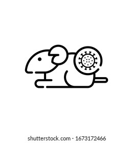 Virus on mouse icon. Flat Vector Graphic in White Background.