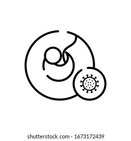 Virus on pregnancy icon. Flat Vector Graphic in White Background.