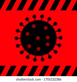 Virus on red background, danger warning, symbol for design, vector illustration