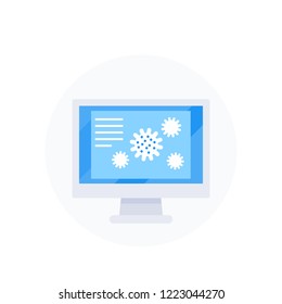 virus on screen, virology vector icon