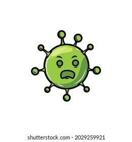 El virus está en un fondo blanco aislado. La bacteria del coronavirus es un personaje. El icono de la caricatura. Ilustración vectorial.