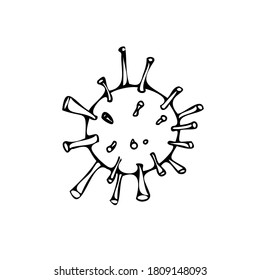 Virus outline on a white isolated background. Vector Doodle illustration.
