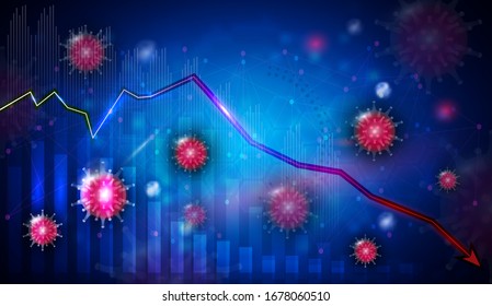 Virus pandemic effect on economic, stock markets etc. abstract blue background concept.