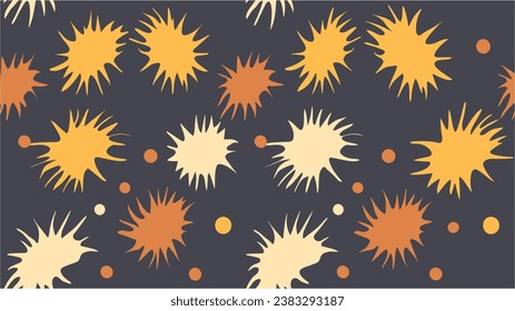 Virus. Pandemic. Seamless vector pattern of ink blots on a dark background. Color ink blot seamless pattern. Grunge background. Cute school wrapping paper. Respiratory virus infection.