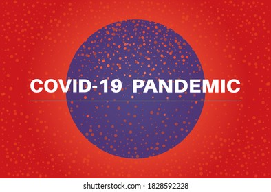 Ilustración del vector de la pandemia de virus en un fondo rojo y azul