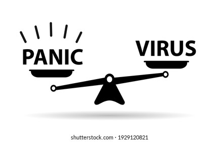 virus and panic on scales, vector illustration 