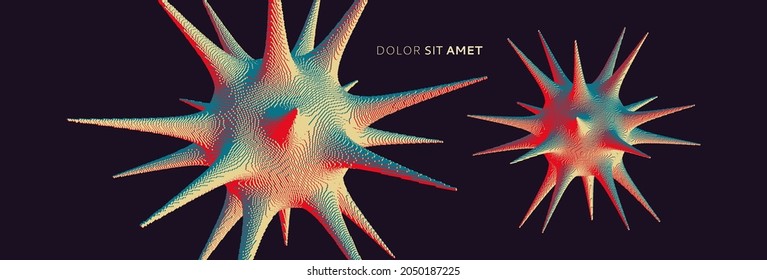 Virus particle. Pathogen organism. Deformed sphere. Background for medicine, science or technology. Voxel art. 3D vector illustration. 