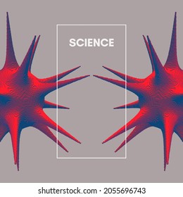 Virus particle. Pathogen organism. Deformed sphere. Background for medicine, science or technology. Voxel art. 3D vector illustration. 