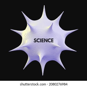 Virus particle. Pathogen organism. Deformed sphere. Background for medicine, science or technology. Voxel art. 3D vector illustration. 