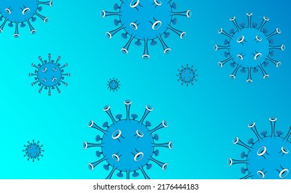 Virus particles of covid on an isolated blue background. Vector illustration
