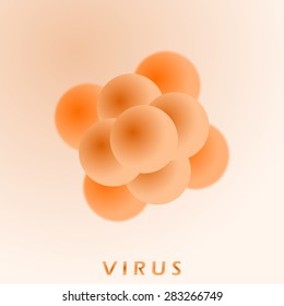 Virus particles on gradient background, 3d illustration with effect of blur in the shallow depth of field, vector, eps 10. Mesh gradient, clipping mask