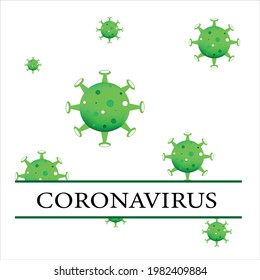 Virus particles on white background with coronavirus text