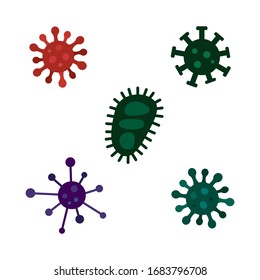 Virus, pathogen, microorganism, coronavirus vector icon set