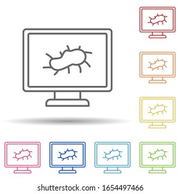 Virus in pc in multi color style icon. Simple thin line, outline vector of virus antivirus icons for ui and ux, website or mobile application