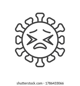 Virus persevering face line icon. linear style sign for mobile concept and web design. Coronavirus emoticon outline vector icon. Symbol, logo illustration. Vector graphics