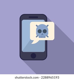 Virus phone icon flat vector. Fraud alert. Data crime
