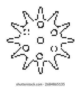 Virus-Pixel-Symbol, 8-Bit. Isolierte Vektorgrafik.