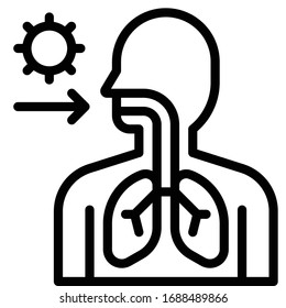 Illustration der Vektorillustration des Virus und der Pneumonie, Zeilennutzungssymbol